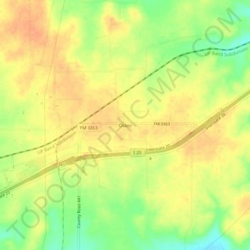 Olden topographic map, elevation, terrain