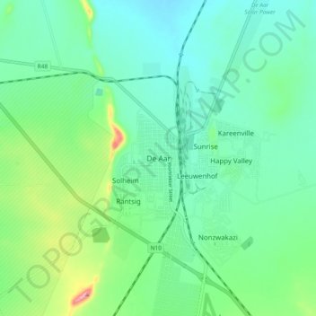De Aar topographic map, elevation, terrain