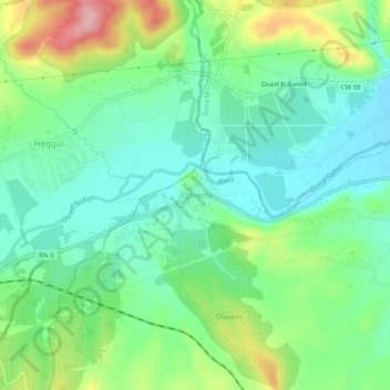 Ighrem topographic map, elevation, terrain