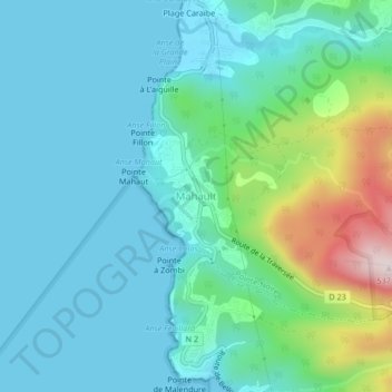 Mahault topographic map, elevation, terrain
