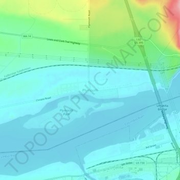 Plymouth topographic map, elevation, terrain