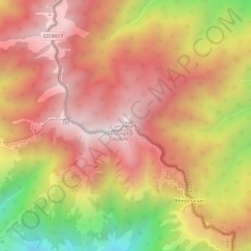 Sandakphu topographic map, elevation, terrain