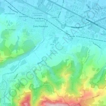 Gesso topographic map, elevation, terrain