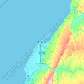 Lobito topographic map, elevation, terrain