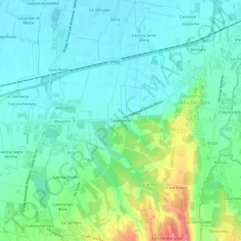 Genestrello topographic map, elevation, terrain
