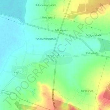 Jangamakote topographic map, elevation, terrain