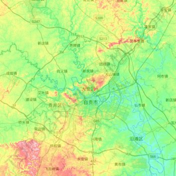 Da'an topographic map, elevation, terrain