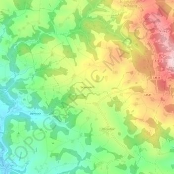 Sichersdorf topographic map, elevation, terrain