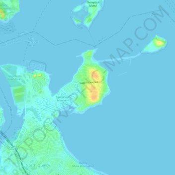 Squantum topographic map, elevation, terrain