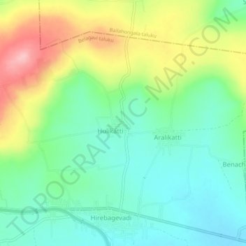 Basapura topographic map, elevation, terrain