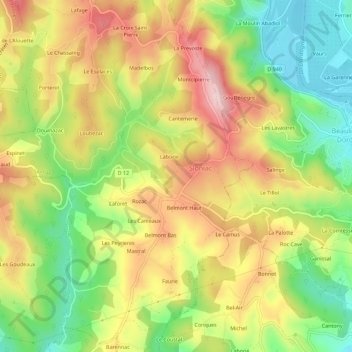 Les Claux topographic map, elevation, terrain
