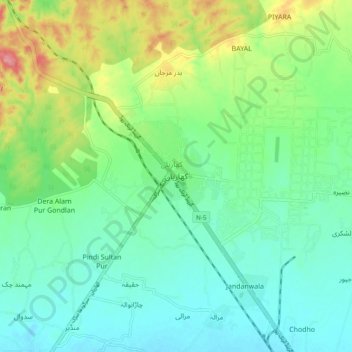 Kharian topographic map, elevation, terrain