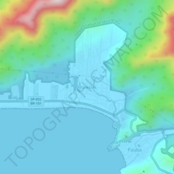 Maresias topographic map, elevation, terrain