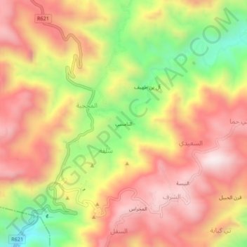 النامسي topographic map, elevation, terrain