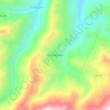 Chinchaycocha topographic map, elevation, terrain