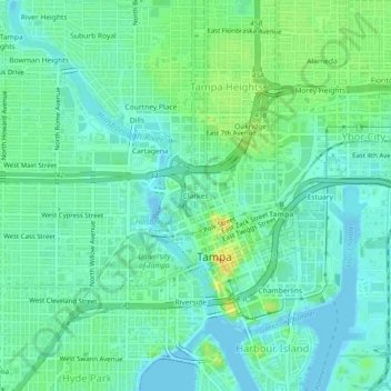 Clarkes topographic map elevation - Thumbnail 