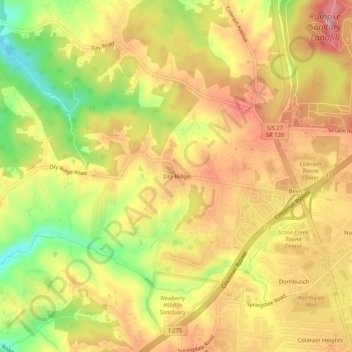 Dry Ridge topographic map, elevation, terrain