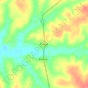 Pangri topographic map, elevation, terrain