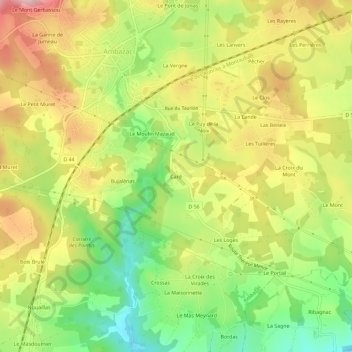 Card topographic map, elevation, terrain