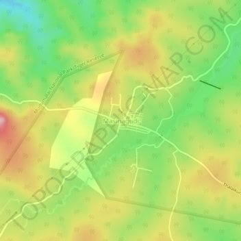Masinagudi topographic map, elevation, terrain