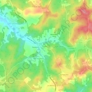 Les Gaumes topographic map, elevation, terrain