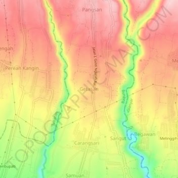 Getasan topographic map, elevation, terrain