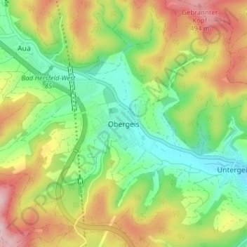 Obergeis topographic map, elevation, terrain