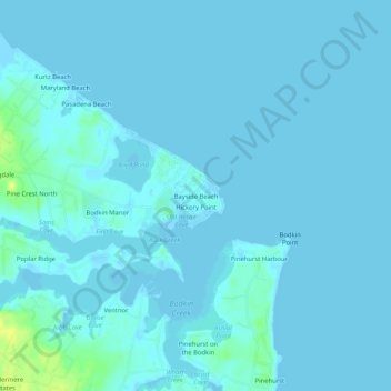 Bayside Beach topographic map, elevation, terrain
