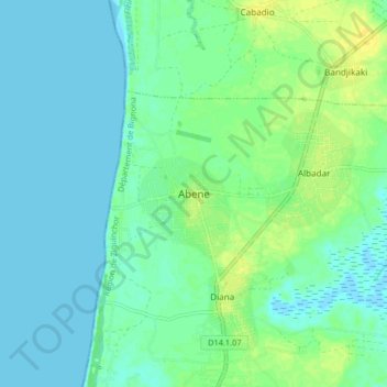 Abene topographic map, elevation, terrain