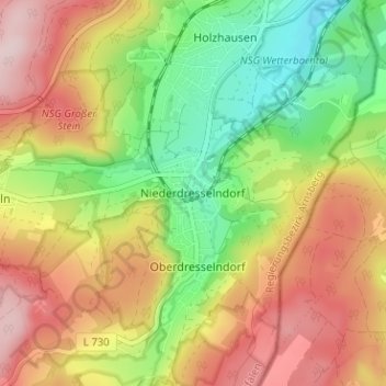 Niederdresselndorf topographic map, elevation, terrain