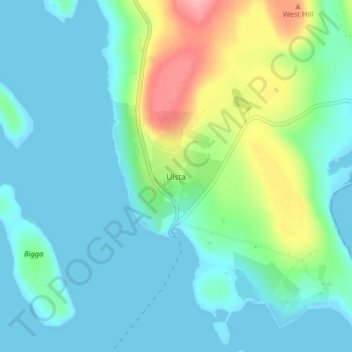 Ulsta topographic map, elevation, terrain