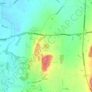 Clutton Hill topographic map, elevation, terrain