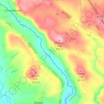 Pilsbury topographic map, elevation, terrain