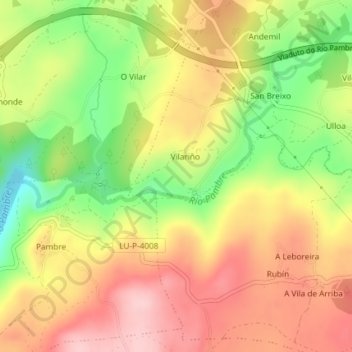 O Carballal topographic map, elevation, terrain