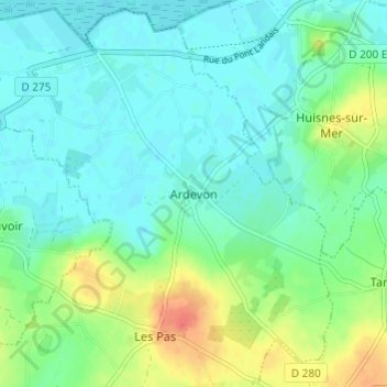 Ardevon topographic map, elevation, terrain
