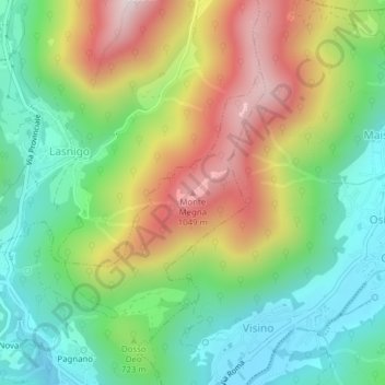 Monte Megna topographic map, elevation, terrain