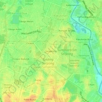 Sangereng topographic map, elevation, terrain