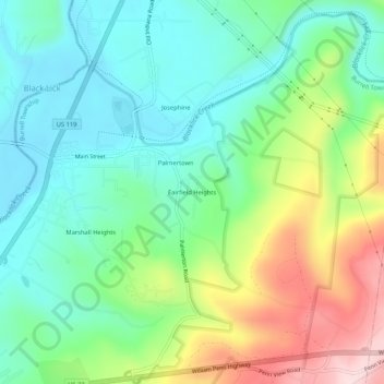 Fairfield Heights topographic map, elevation, terrain