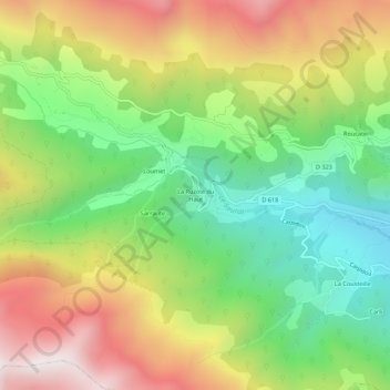 La Ruzole du Haut topographic map, elevation, terrain