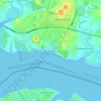 Kampung Senibong topographic map, elevation, terrain