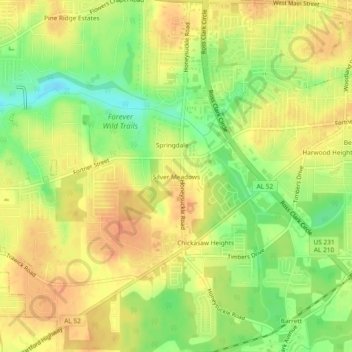 Silver Meadows topographic map, elevation, terrain