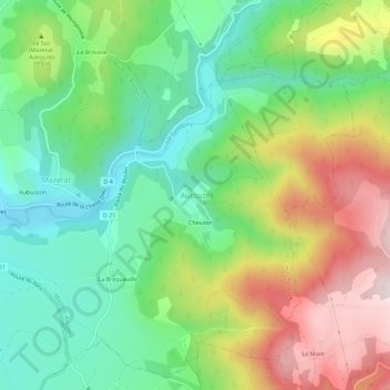 Aurouze topographic map, elevation, terrain