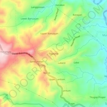 Tagaytay topographic map, elevation, terrain