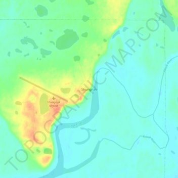 Shungnak topographic map, elevation, terrain