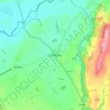 Chirbury topographic map, elevation, terrain