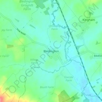 Bledington topographic map, elevation, terrain