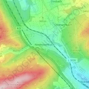 Niederseelbach topographic map, elevation, terrain
