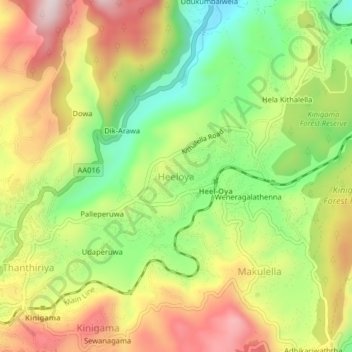 Heeloya topographic map, elevation, terrain