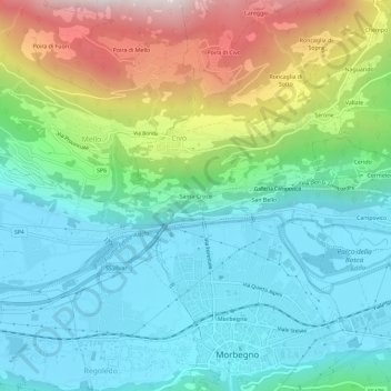Santa Croce topographic map, elevation, terrain