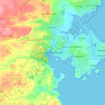 Stornoway topographic map, elevation, terrain
